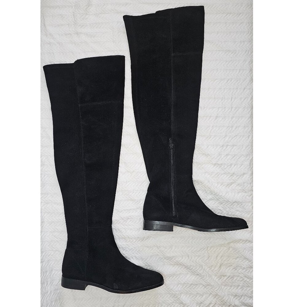 Ann Taylor Carlene Suede OTK Over The Knee 1” Low Heel Boot 9 Black